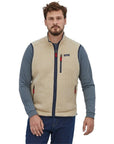 Patagonia Men's Retro Pile Fleece Vest (Pelican w/Smolder Blue) half front