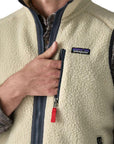 Patagonia Men's Retro Pile Fleece Vest (Pelican w/Smolder Blue) inner pocket