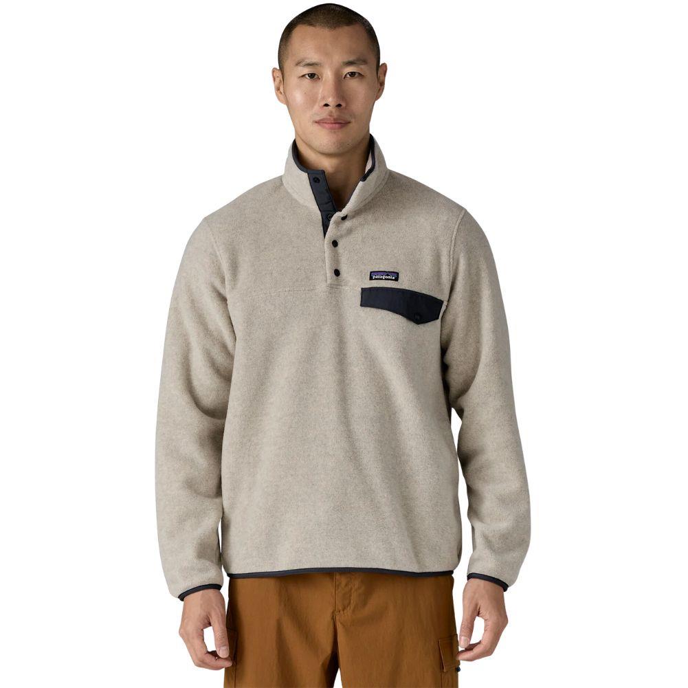 Patagonia Men's Lightweight Synchilla Snap-T Fleece Pullover (Oatmeal Heather w/Smolder Blue) front