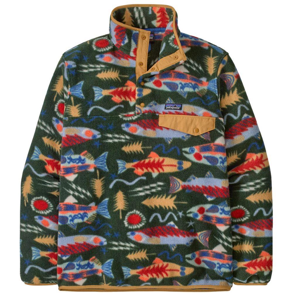 Patagonia Men's Lightweight Synchilla Snap-T Fleece Pullover (Salmon Energy: Old Growth Green)