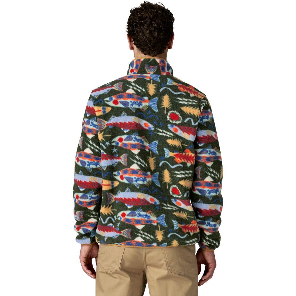 Patagonia Men's Lightweight Synchilla Snap-T Fleece Pullover (Salmon Energy: Old Growth Green) back