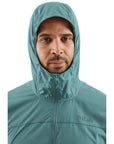 Rab Men's Windgather Hooded Jacket (Sage/Pebble) hood up
