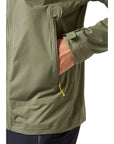 Rab Men's Downpour Light Waterproof Jacket (Light Khaki) hand in pocket