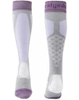 Bridgedale Women's Ski Easy On Merino Endurance Over Calf (Grey/Lilac) front back
