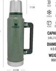 Stanley Classic Legendary Thermal 1.4L Flask (Hammertone Green) sizes