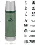 Stanley Classic Legendary Bottle 0.47L Flask (Hammertone Green) info