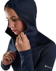 Montane Women's Fury Hooded Fleece Jacket (Eclipse Blue) hood up