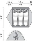 MSR Elixir 3-Person Backpacking Tent 2026 (Green) measurements for tent