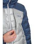 Rab Men's Cirrus Ultra Insulated Hooded Jacket (Tempest Blue/Light Zinc) breast zip