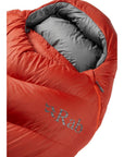 Rab Alpine 600 Down Left Zip Sleeping Bag - Regular (Red Clay) close up