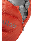 Rab Alpine 600 Down Left Zip Sleeping Bag - Regular (Red Clay) zipper