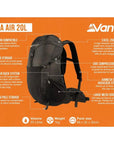 Vango Mitra Air 20L Day Pack (Black) info