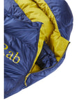 Rab Neutrino 400 Down Left Zip Sleeping Bag - Regular Wide (Nightfall Blue) yellow
