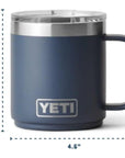 Yeti Rambler 10 oz (295 ml) Stackable Ceramic Lining Mug (Black) sizes measureme