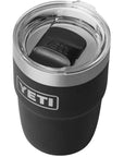 Yeti 8 oz (236 ml) Stackable Cup With DuraSip Ceramic Lining (Black) lid on