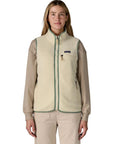 Patagonia Women's Retro Pile Fleece Vest (Natural w/Ellwood Green) front