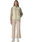 Patagonia Women's Retro Pile Fleece Vest (Natural w/Ellwood Green) full body