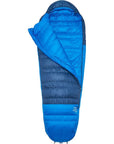 Rab Ascent Down Sleeping Bag (-12°C) - X-Long Wide - Left Zip (Tempest Blue/Maya Blue) open