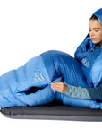 Rab Women's Ascent Down Sleeping Bag (-12°C) - Regular - Left Zip (Dark Bluebird/Bluebird) open