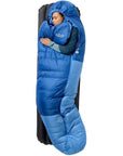 Rab Women's Ascent Down Sleeping Bag (-12°C) - Regular - Left Zip (Dark Bluebird/Bluebird) side