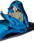 Rab Ascent Down Sleeping Bag (-18°C) - Regular - Left Zip (Tempest Blue/Maya Blue) sit