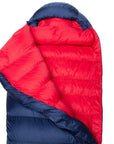 Mountain Equipment Helium Women's 400 Regular Down Sleeping Bag - Left Zip (Medieval Blue) open