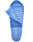 Rab Women's Ascent Down Sleeping Bag (-18°C) - Regular - Left Zip (Dark Bluebird/Bluebird) open