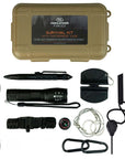 Highlander 10 in 1 Survival Kit with Waterproof Case layout