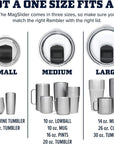 Yeti Rambler Replacement Large Magslider Lid sizes