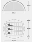 Wild Country Helm Compact 3 Tent + Helm Compact 3 Footprint + 10x Free Aluminium Alloy V-Angle Peg Measurements