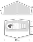Wild Country Norte Compact 1 Tent + Norte Compact 1 Footprint + Free Wild Country Aluminium Alloy V-Angle Peg (10 Pack) Measurments