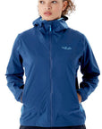 Rab Women's Kinetic 2.0 Waterproof Jacket (Nightfall Blue) Front