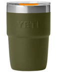 Yeti 8 oz Rambler (236 ml) Stackable Cup With DuraSip Ceramic Lining (Olive/King Crab Orange) back