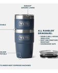 Yeti 8 oz Rambler (236 ml) Stackable Cup With DuraSip Ceramic Lining (Olive/King Crab Orange) stackable