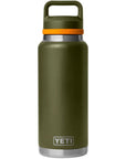 Yeti Rambler 36 OZ Bottle With Chug Cap (Olive/King Crab Orange)