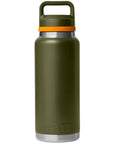 Yeti Rambler 36 OZ Bottle With Chug Cap (Olive/King Crab Orange) back