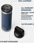 Yeti Rambler 18 oz (532 ml) Bottle With Chug Cap (Olive/King Crab Orange) leakproof
