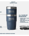 Yeti Rambler 8 oz (236 ml) Stackable Cup With DuraSip Ceramic Lining (Red Stag) lining