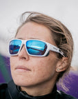 Bollé Airfin Sunglasses - Small/Medium (White Matte Grey/Volt+ Offshore Polarised) Outside