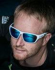 Bollé Airfin Sunglasses - Small/Medium (White Matte Grey/Volt+ Offshore Polarised) Men
