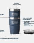 Yeti Rambler 8 oz (236 ml) Stackable Cup With DuraSip Ceramic Lining (Riverhead Green) Features