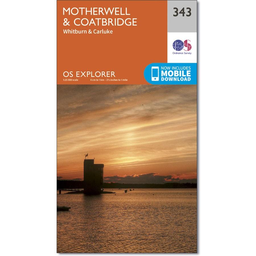 Ordnance Survey Explorer Map 343 Motherwell &amp; Coatbridge