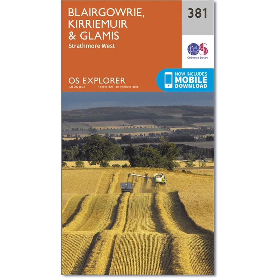 Ordnance Survey Explorer Map 381 Blairgowrie, Kirriemuir &amp; Glamis