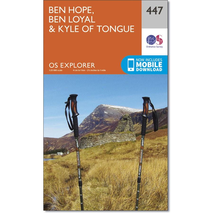 Ordnance Survey Explorer Map 447 Ben Hope, Ben Loyal &amp; Kyle of Tongue