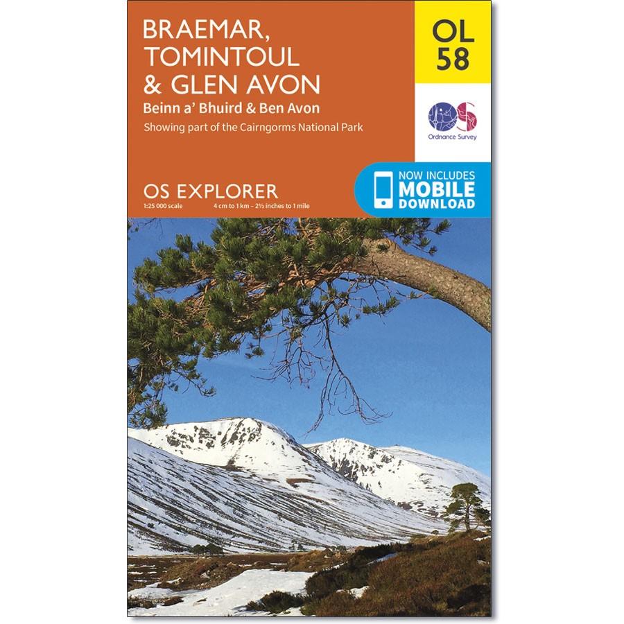 Ordnance Survey Map OL 58 Braemar, Tomintoul &amp;amp; Glen Avon