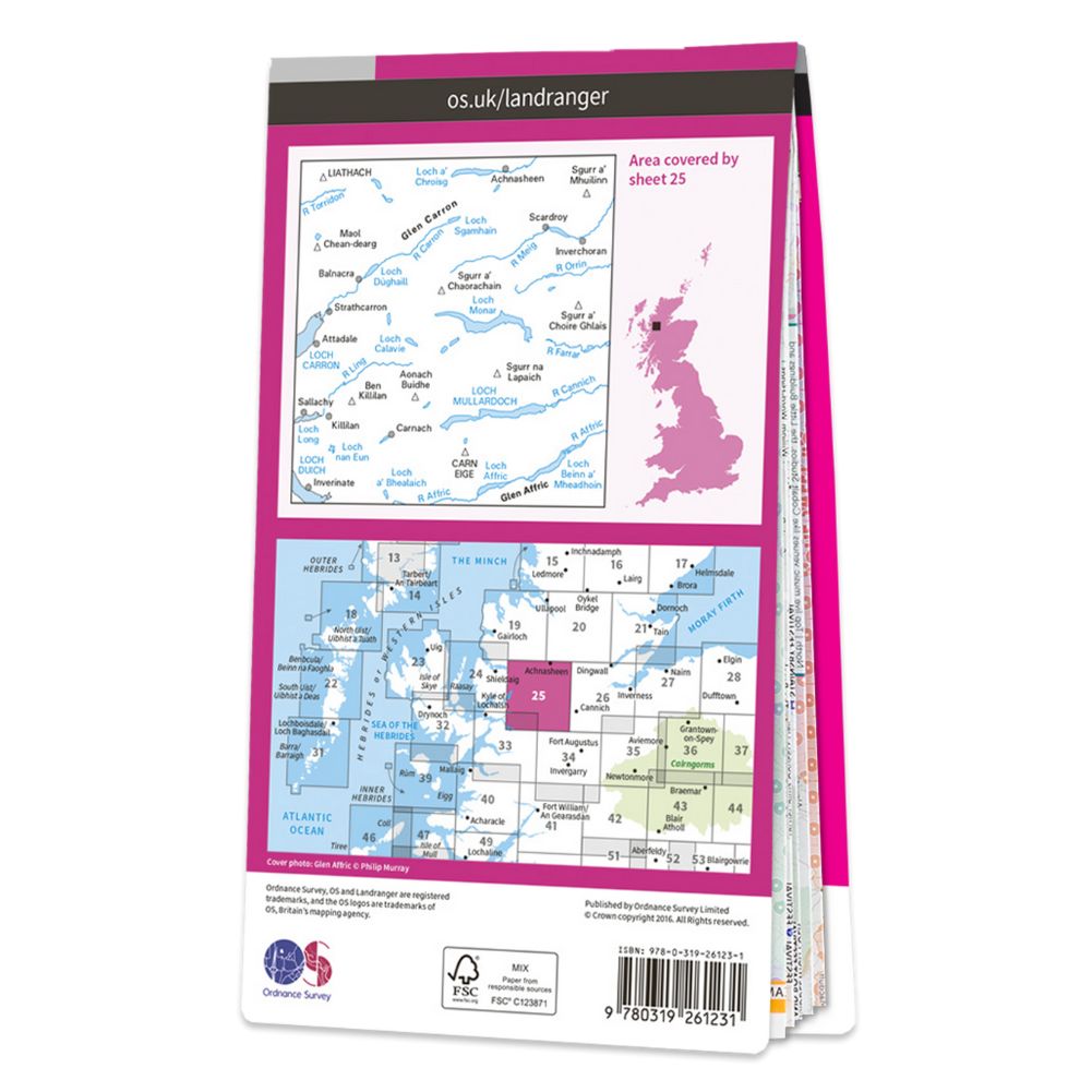 Ordnance Survey Landranger Map 25 Glen Carron & Glen Affric