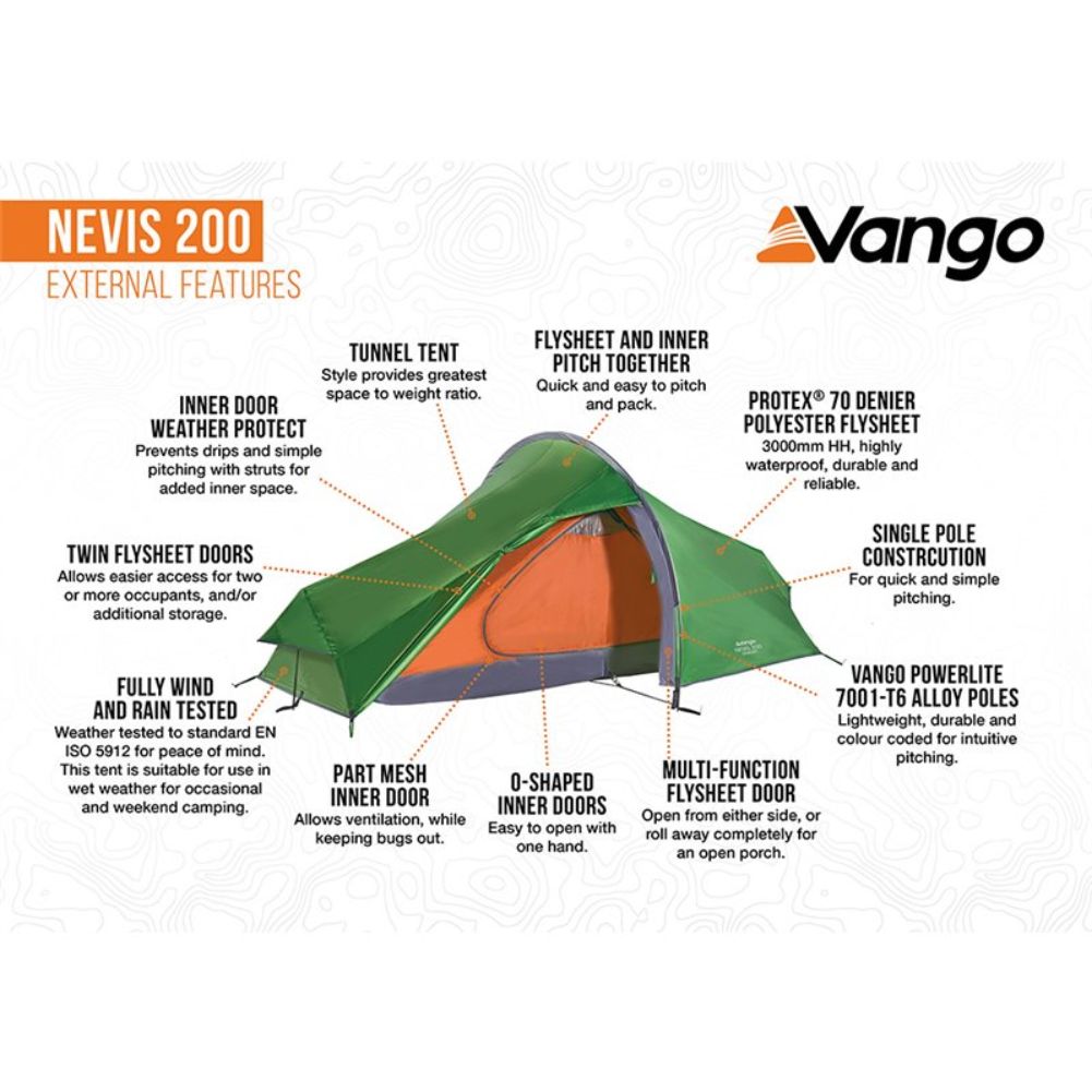 Vango Escape Vango Nevis 200 Tent - 2 Man Trekking Tent – Summits Outdoor