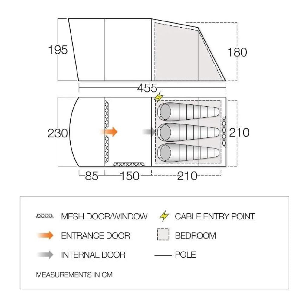 Vango Harris 350 Tent - Measurements