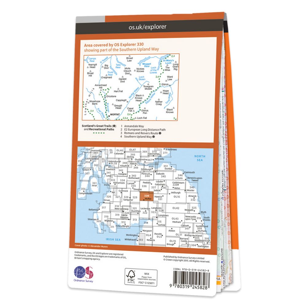 Ordnance Survey Explorer Map 330 Moffat &amp; St Mary&#39;s Loch
