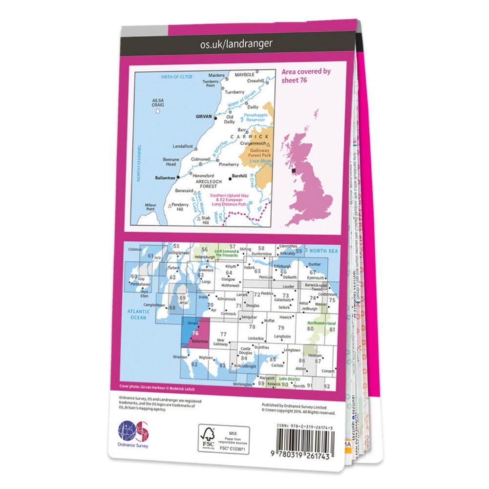 Ordnance Survey Landranger Map 76 Girvan – Ballantrae &amp; Barhill